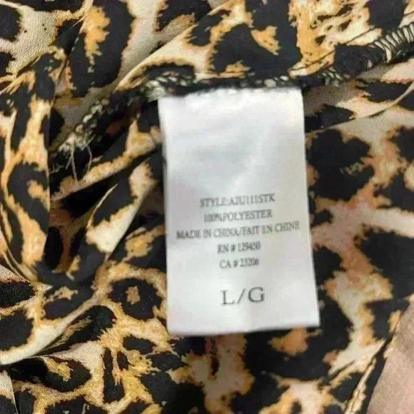 Como Blu cheetah leopard ruffle sleeve blouse short sleeve size large - Picture 6 of 7